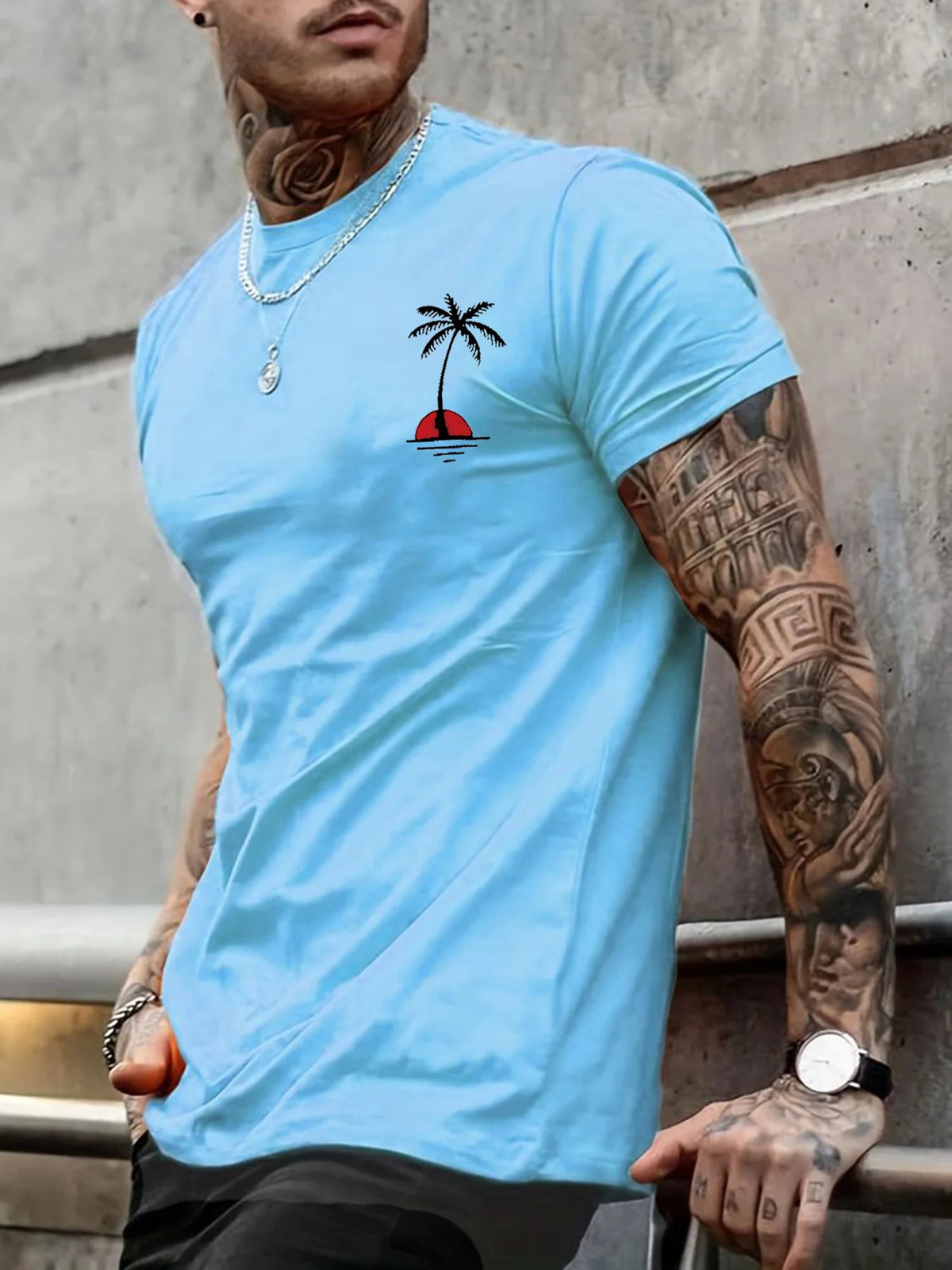 Men's Palm Tree Cotton T-Shirt