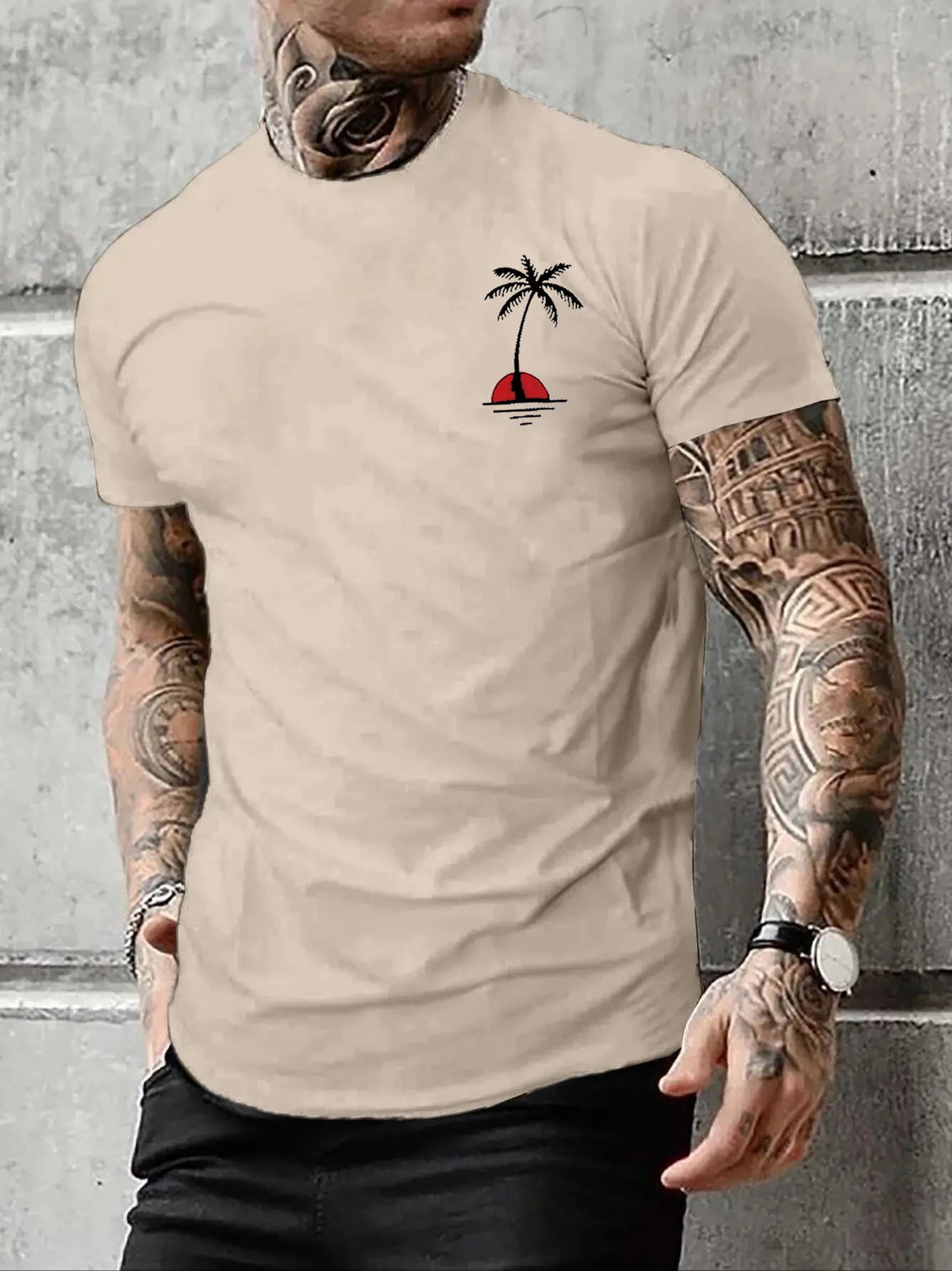 Men's Palm Tree Cotton T-Shirt