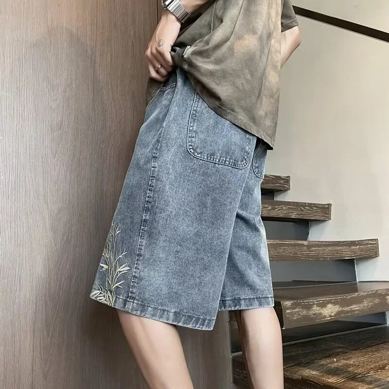 Men's Y2K Wide Leg Denim Shorts