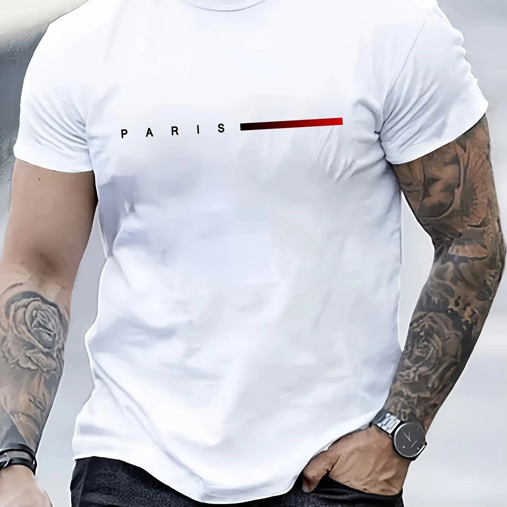 Men's Paris Letter Print T-Shirt