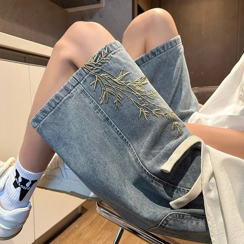 Men's Y2K Wide Leg Denim Shorts