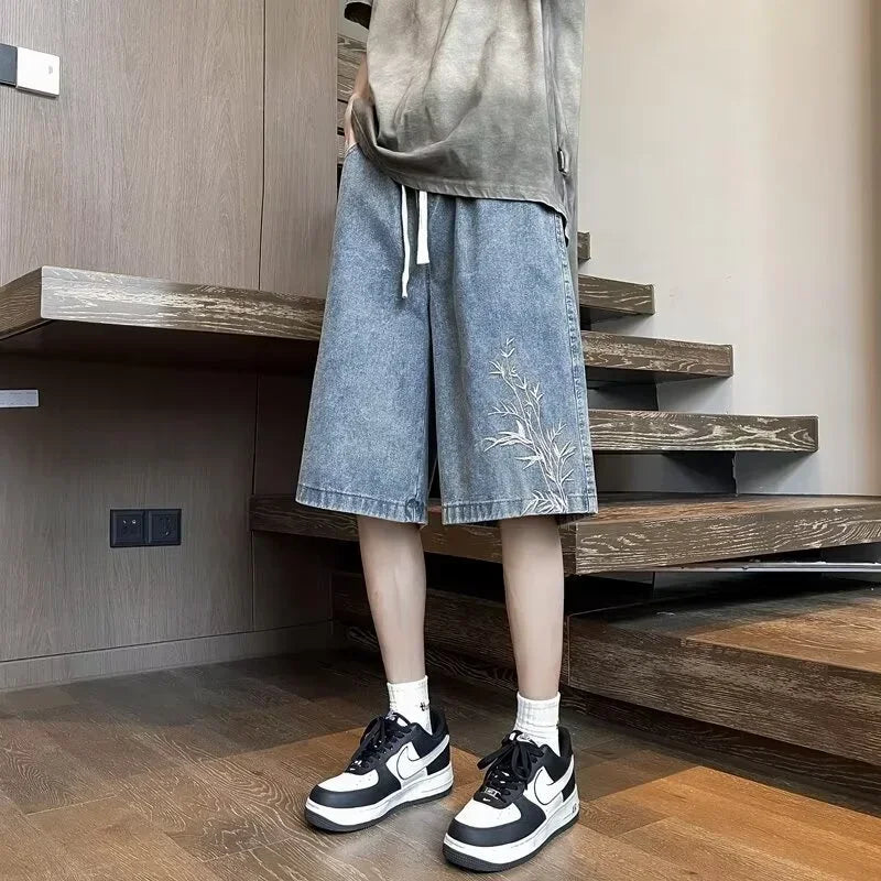 Men's Y2K Wide Leg Denim Shorts