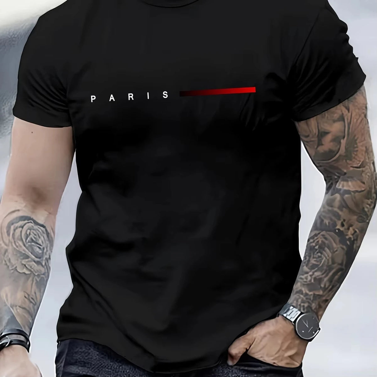Men's Paris Letter Print T-Shirt