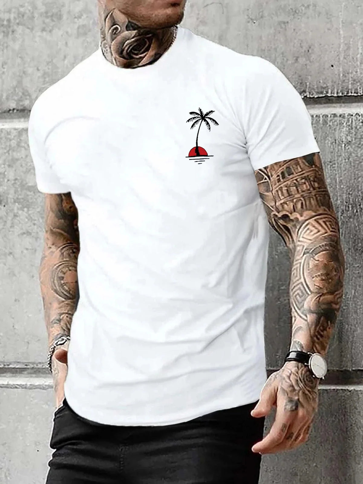 Men's Palm Tree Cotton T-Shirt