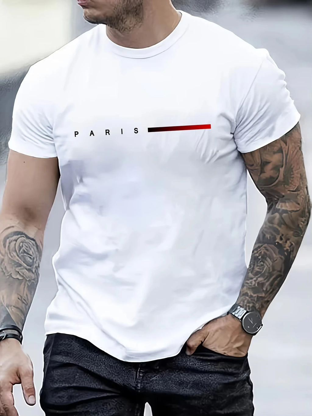 Men's Paris Letter Print T-Shirt