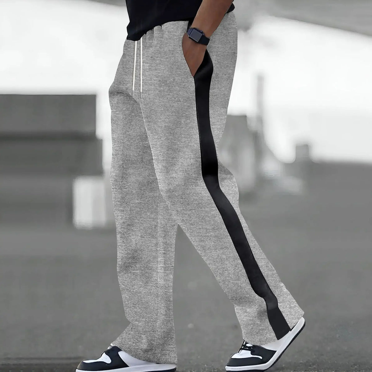 Men's Striped Straight Leg Sweatpants