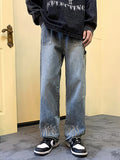 Men's Y2K Flame Print Baggy Jeans