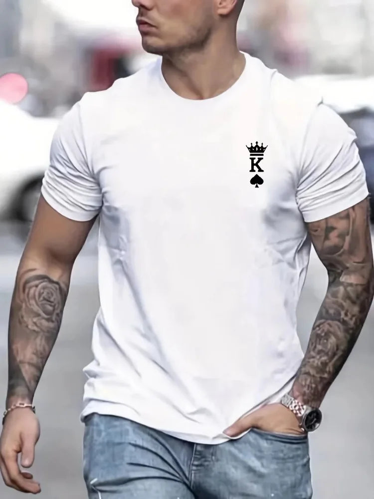 Men's King of Spades Print Cotton T-Shirt