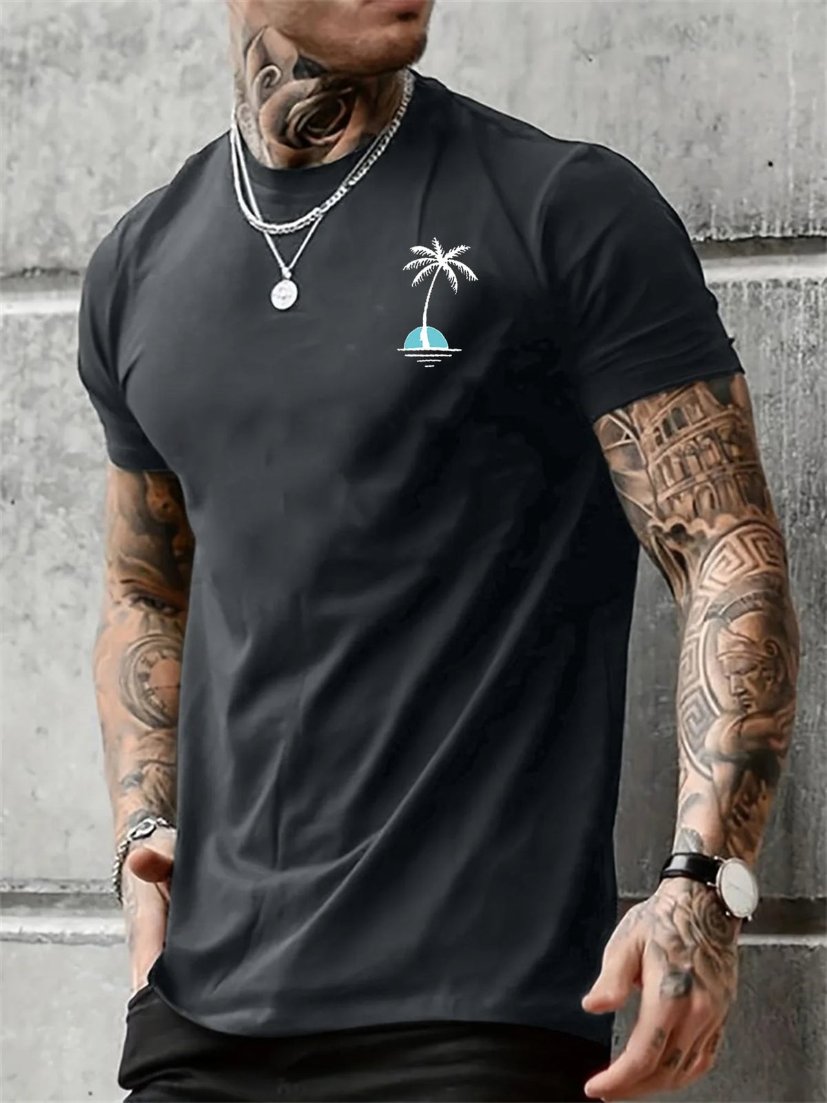 Men's Palm Tree Cotton T-Shirt
