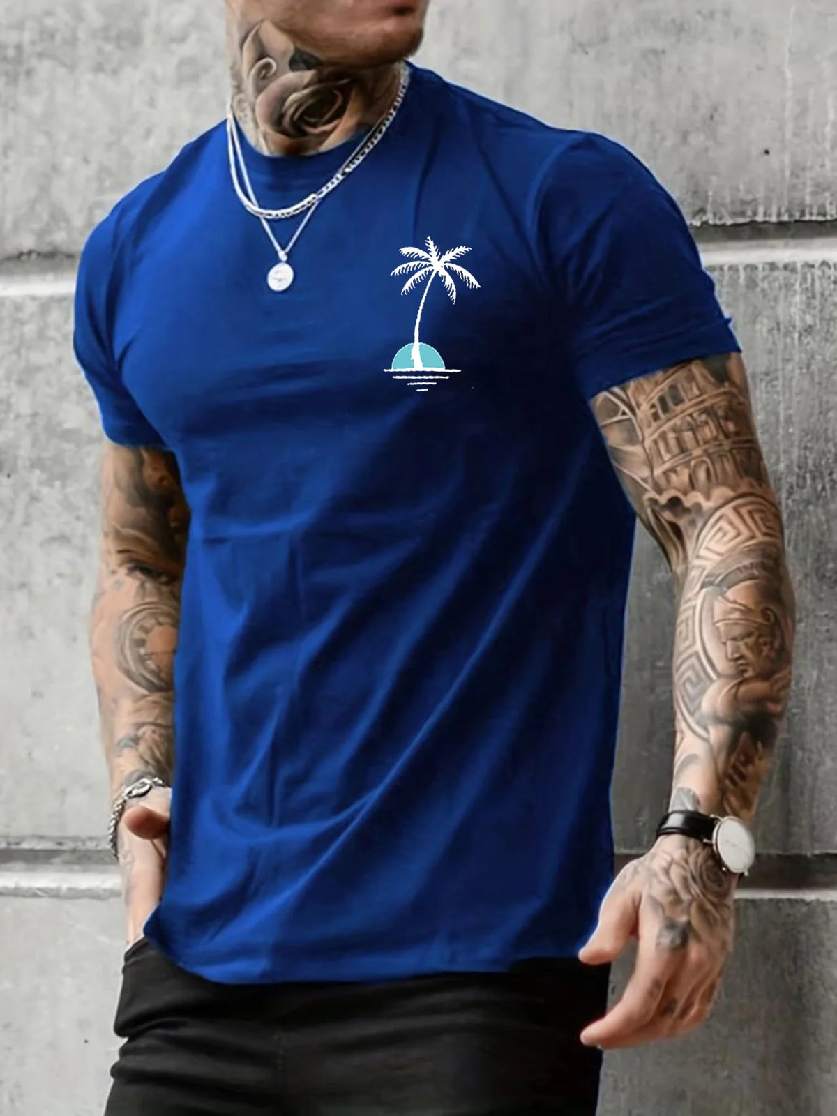 Men's Palm Tree Cotton T-Shirt